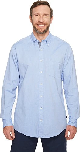 Men's Long Sleeve Button Down Solid Oxford Shirt, French Blue, 4XLT