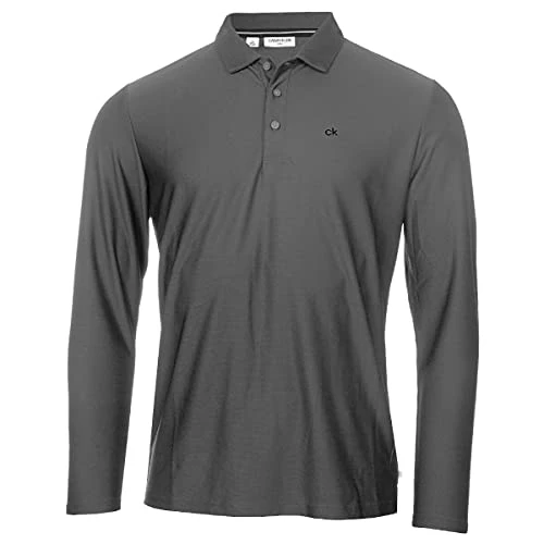 Mens Long Sleeve Central Polo Shirt - Charcoal - L