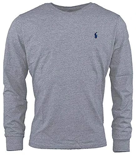 Mens Long Sleeve Crew Neck Custom Slim Fit T-Shirt - Grey - XL