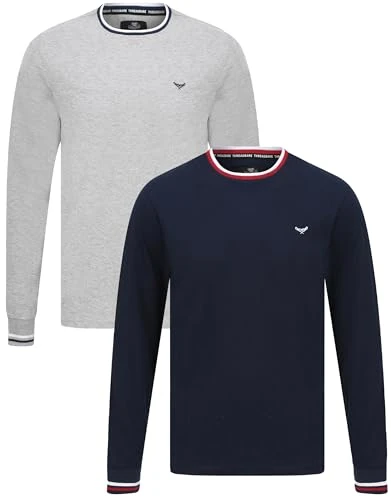 Mens Long Sleeve Crew Neck Tops Base Layer Top T-Shirt 2 OR 3 Pack