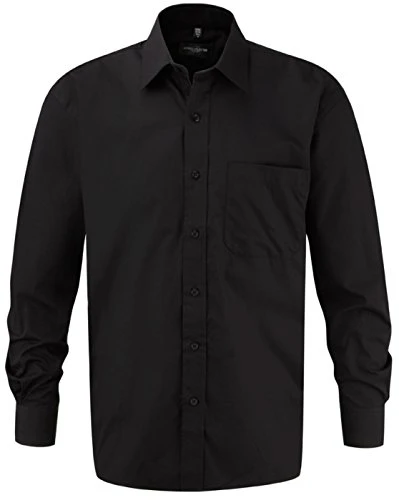 Mens Long Sleeve Easy Care Cotton Poplin Shirt Black 4XL