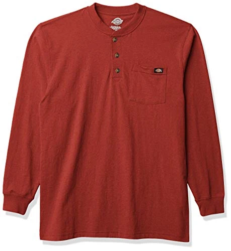 Men's Long Sleeve Heavyweight Henley Shirt, Madder Brown, S