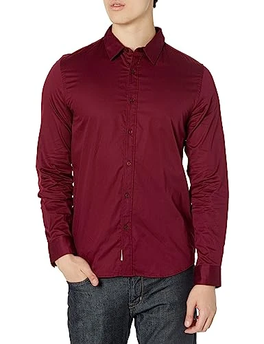 Men's Long Sleeve Luxe Stretch Shirt, Vino, XXL