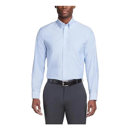 Men's Long Sleeve Oxford Dress Shirt, Blue, XXXL