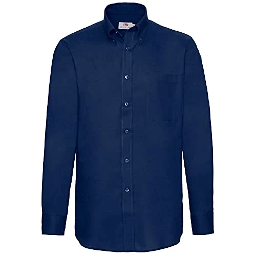 Men's Long Sleeve Oxford Shirt Casual, Blue (Navy), 18 (Size: Xx-Large)