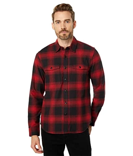 Men's Long Sleeve Plaid Workwear Cloud Soft Flannel Shirt, Red Plaid, S