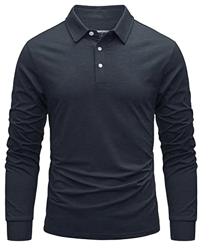 Men's Long Sleeve Polo Shirts Quick Dry Lightweight Casual Golf Tennis Hiking Tops Breathable Summer