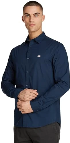 Men's Long Sleeve Poplin Shirt, Blue (Dark Night Navy), XXL