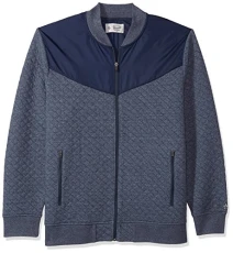 Men's Long Sleeve Quilted Track Jacket, Dark Sapphire, XX-Large-Extra Wide/Tall