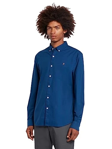 Mens Long Sleeve Shirt Blue Peony S