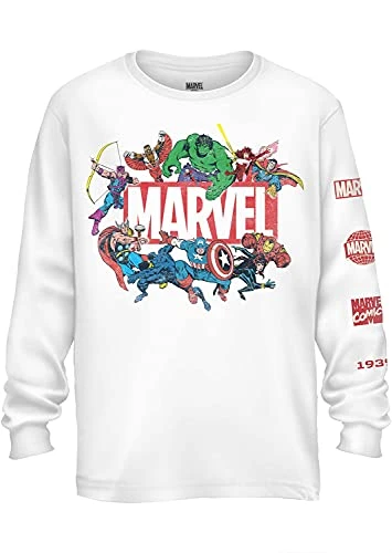 Mens Long Sleeve Shirt - Spiderman, Ironman, Captain America & Hulk Tee Comics Long Sleeve T-Shirt (