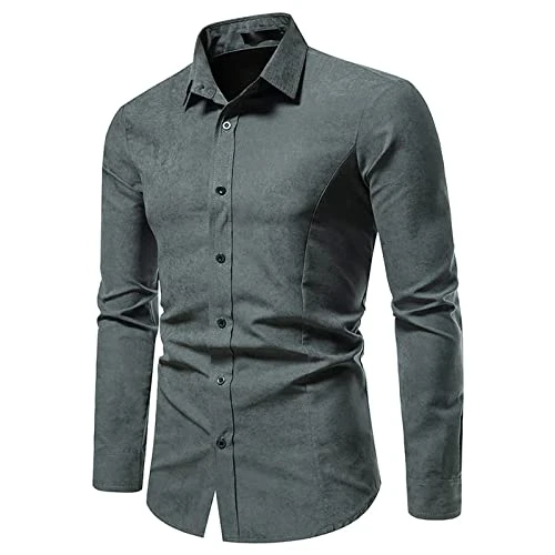 Men's Long Sleeve Shirt Spring Autumn Shirt Kent Collar Business Casual Shirts Slim Fit Shirt Busine