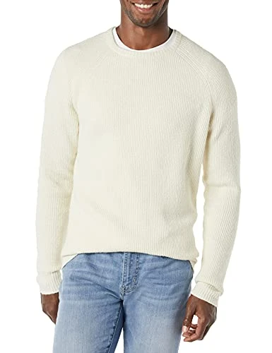 Men's Long-Sleeve Soft Touch Crewneck Jumper, Ivory, XXL