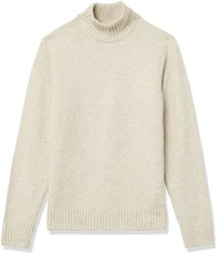 Men's Long-Sleeve Soft Touch Turtleneck Jumper, Off-White, M