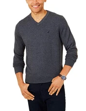 Men's Long Sleeve Solid Classic V-Neck Sweater, Charcoal Heather, Medium Men's Long Sleeve Solid Classic V-Neck Sweater, Charcoal Heather, Medium