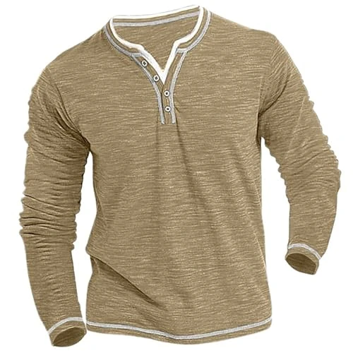 Mens Long Sleeve T Shirt Henley Long Sleeve Men Colored Cotton Small V Neck Cardigan Men's Casual Au