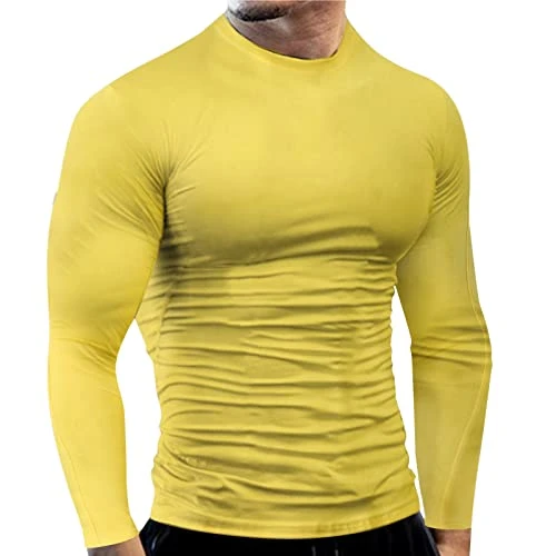 Mens Long Sleeve T Shirt Henley Long Sleeve Men Male Spring and Summer Fitness Sports Quick Frying L