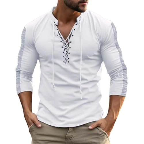 Mens Long Sleeve T Shirt Long Sleeve Polo Shirts Mens Deals Men's Fashion Autumn and Winter Casual L