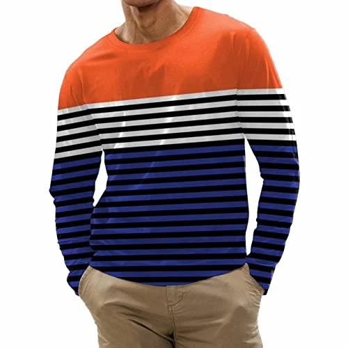 Mens Long Sleeve T Shirt Long Sleeve Polo Shirts Mens Deals Mens Fashion Casual Sports Striped Stitc