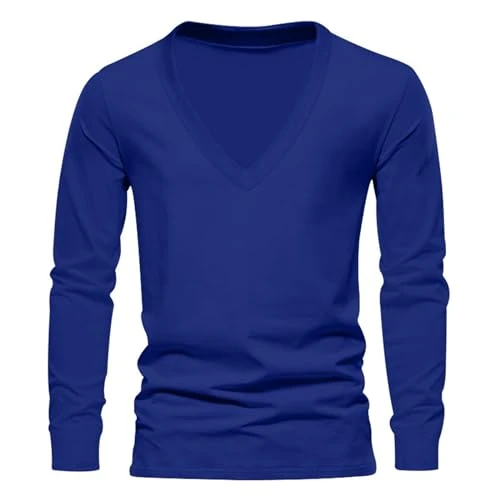 Mens Long Sleeve T Shirt Long Sleeve Polo Shirts Mens Deals Men's Fashion Spring and Summer Casual L