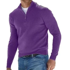 Mens Long Sleeve T Shirt Long Sleeve Polo Shirts Mens Personalized T Shirts for Him Men's Autumn and Winter Long Sleeved V Neck Fleece Zipper Casual Solid Color Top Steel Dress Shirt Men (2-PP1, XL)