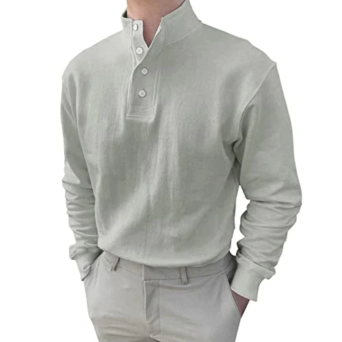 Mens Long Sleeve T Shirt Long Sleeve Polo Shirts Mens White Elastic Men Spring and Autumn Button Rou