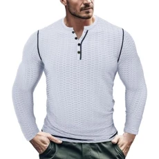 Mens Long Sleeve T Shirt Long Sleeve Polo Shirts Mens White Elastic Men's Muscle V Neck Shirts Long Sleeve Performance Slim Fit T Shirts for Sports Tennis Workout Athletic Works Shirts Men (White, S)