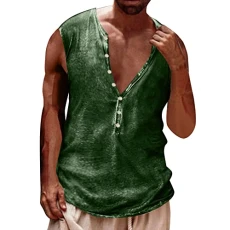 Mens Long Sleeve T Shirt Long Sleeve Polo Shirts Mens White Elastic Mens Summer Fashion Casual Buckle 3D Digital Printing Sleeveless T Shirt Vest Jacket Top Blouse Top Selling Mens (3-Green, 3XL)
