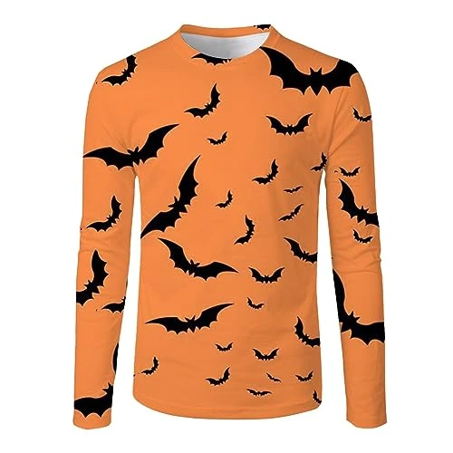 Mens Long Sleeve T Shirt Long Sleeve Polo Shirts Mens Work Polo Shirts for Men Halloween Men's Print