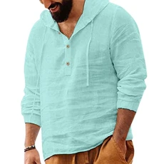 Mens Long Sleeve T Shirt Long Sleeve Polo Shirts Mens Work Polo Shirts for Men's Autumn Tops Casual Hooded Solid Shirt Long Sleeve Shirt Tops Blouse Cotton Polyester Long Sleeve (Mint Green, 3XL)