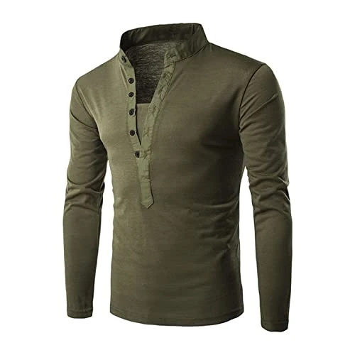 Mens Long Sleeve T Shirt Long Sleeve Polo Shirts Mens Work Polo Shirts for Men's Solid Color Stand U