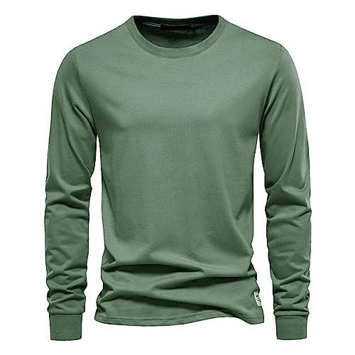 Mens Long Sleeve T Shirt Long Sleeve Polo Shirts Mens's Cotton Performance Long Sleeve Crew Neck T S