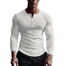 Mens Long Sleeve T Shirt Long Sleeve Polo Shirts Mens's Fashion Spring and Autumn Casual Long Sleeve Stretch Bottom Button Solid Color Long Sleeve T Shirt Tops Western Wear Men Tops (2-White, M)