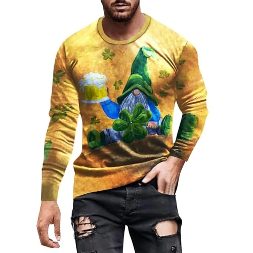 Mens Long Sleeve T Shirt Mens Training Tops Men's Trendy Graphic Tees Clothing For Plus Size Irish P