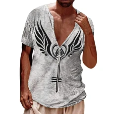 Mens Long Sleeve T Shirt Polo Shirts Mens White Elastic T Fasten Casual 3D Top Printing Sleeve Mens Shirt Digital Fashion Short Summer Men T Shirts Men Short Sleeve Shirts Casual (White, L)