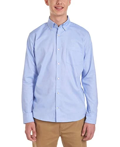 Men's Long Sleeve Uniform Shirt, Oxford Blue, Large