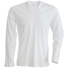 Men's Long Sleeve V Neck T-Shirt Mens White