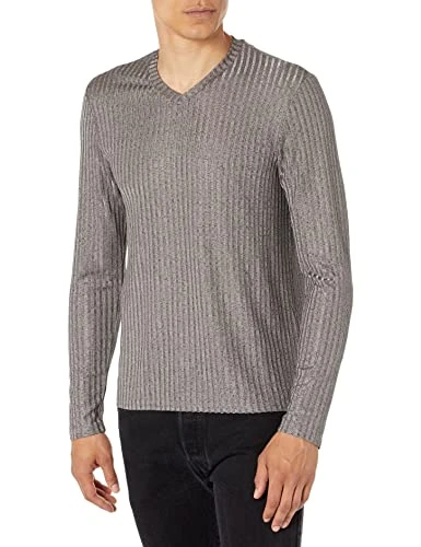 Men's Long Sleeve Warehouse V Neck, Stone Grey Multi, S