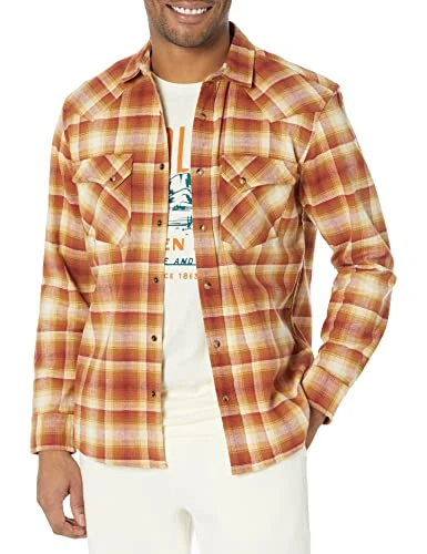 Men's Long Sleeve Wyatt Shirt, Rust/Ivory Check, S