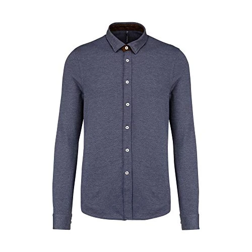 Mens Long-Sleeved Jacquard Knit Shirt (S) (Blue)