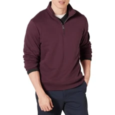Men's Long-Sleeved Quarter-Zip Fleece Sweatshirt, Burgundy, XXL Men's Long-Sleeved Quarter-Zip Fleece Sweatshirt, Burgundy, XXL