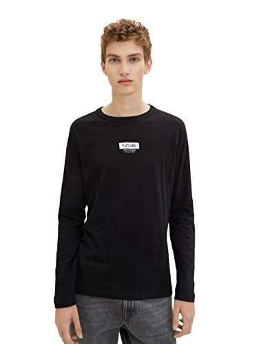 Men's Long-Sleeved Shirt with Print 1033928, 29999 - Black, L