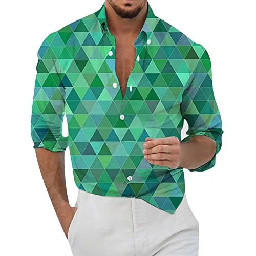 Men's Long-Sleeved Tank Top, Men's Sports Fitness Polo Shirt, Blue Fire Brigade T-Shirt with Own Logo, Men's Work T-Shirt with Logo, Mint Green, 3XL