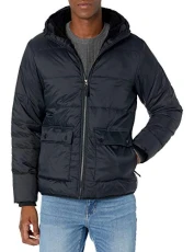 Men's Long-Sleeved Water-Resistant Sherpa-Lined Puffer Jacket, Black, L Men's Long-Sleeved Water-Resistant Sherpa-Lined Puffer Jacket, Black, L