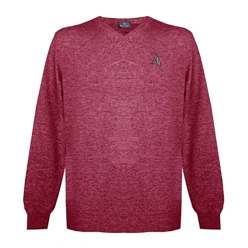 Mens Long Sleeved/V-Neck Knitwear Jumper with Logo in Red (M)