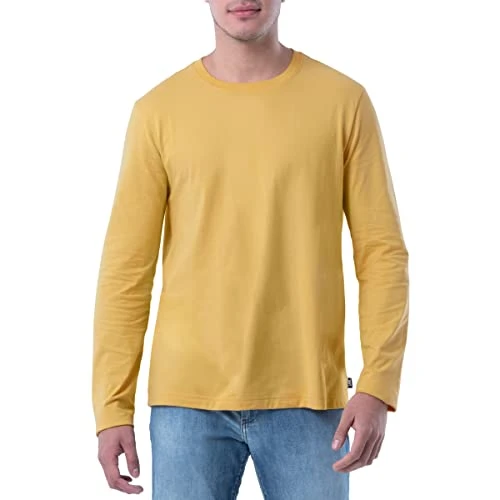 Men's Long Sve Cotton T-Shirt, Yellow, 42/44