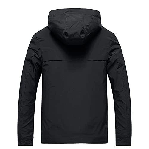 Men's Longarm Work Wear Colour Baseball Vests Casual Hooded Jacket Men's Jacket Winter Jacket Fleece Jacket Men's Winter Windproof Outdoor Punching Jacket, black, XL