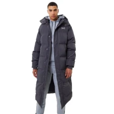 Mens Longline Puffer Jacket Outerwear Top Shark Grey M Mens Longline Puffer Jacket Outerwear Top Shark Grey M
