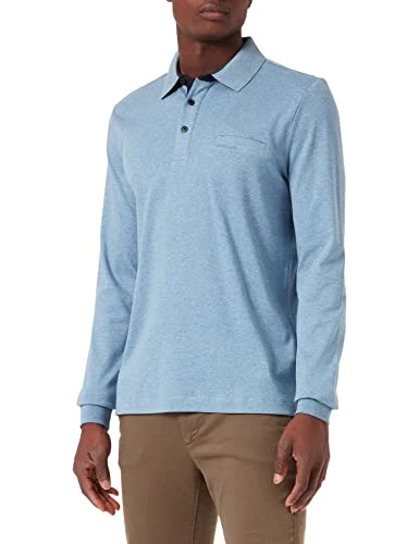 Men's Longsleeves Polo Interlock Basic Plus Shirt, Blue, 3XL