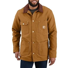 Men's Loose Fit Firm Duck Blanket-Lined Chore Coat, Brown, M Men's Loose Fit Firm Duck Blanket-Lined Chore Coat, Brown, M